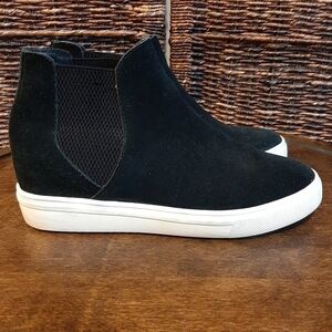Steve Madden Sultan Suede Leather Booties Black 7.5 Wedge Chelsea Sneakers